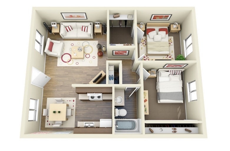 Planos de apartamentos en 3D, diseños modernos | Construye 